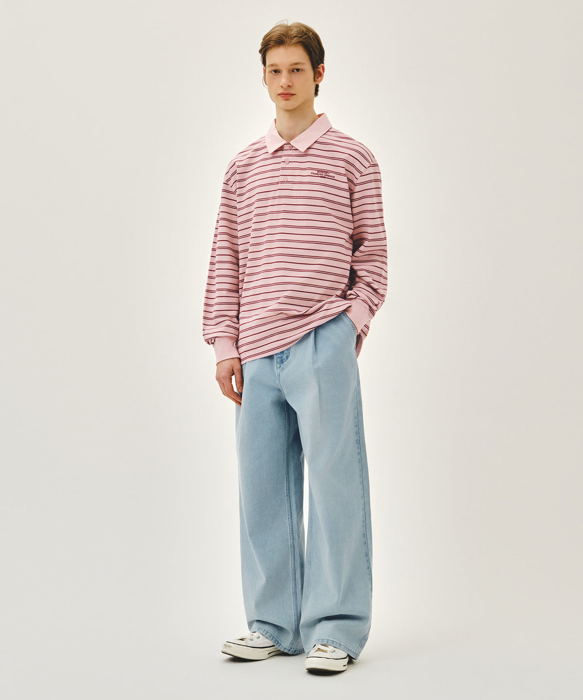 Marithe & Francois Girbaud - Stripe Pique Long Sleeve Tee (Pink) product image 5 | TRAB K-Fashion Australia