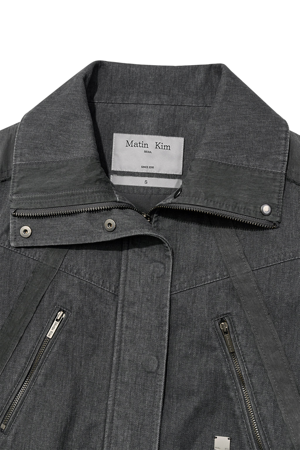 Matin Kim - Color Mixed Slim Bomber Jumper (Charcoal) product image 2 | TRAB K-Fashion Australia