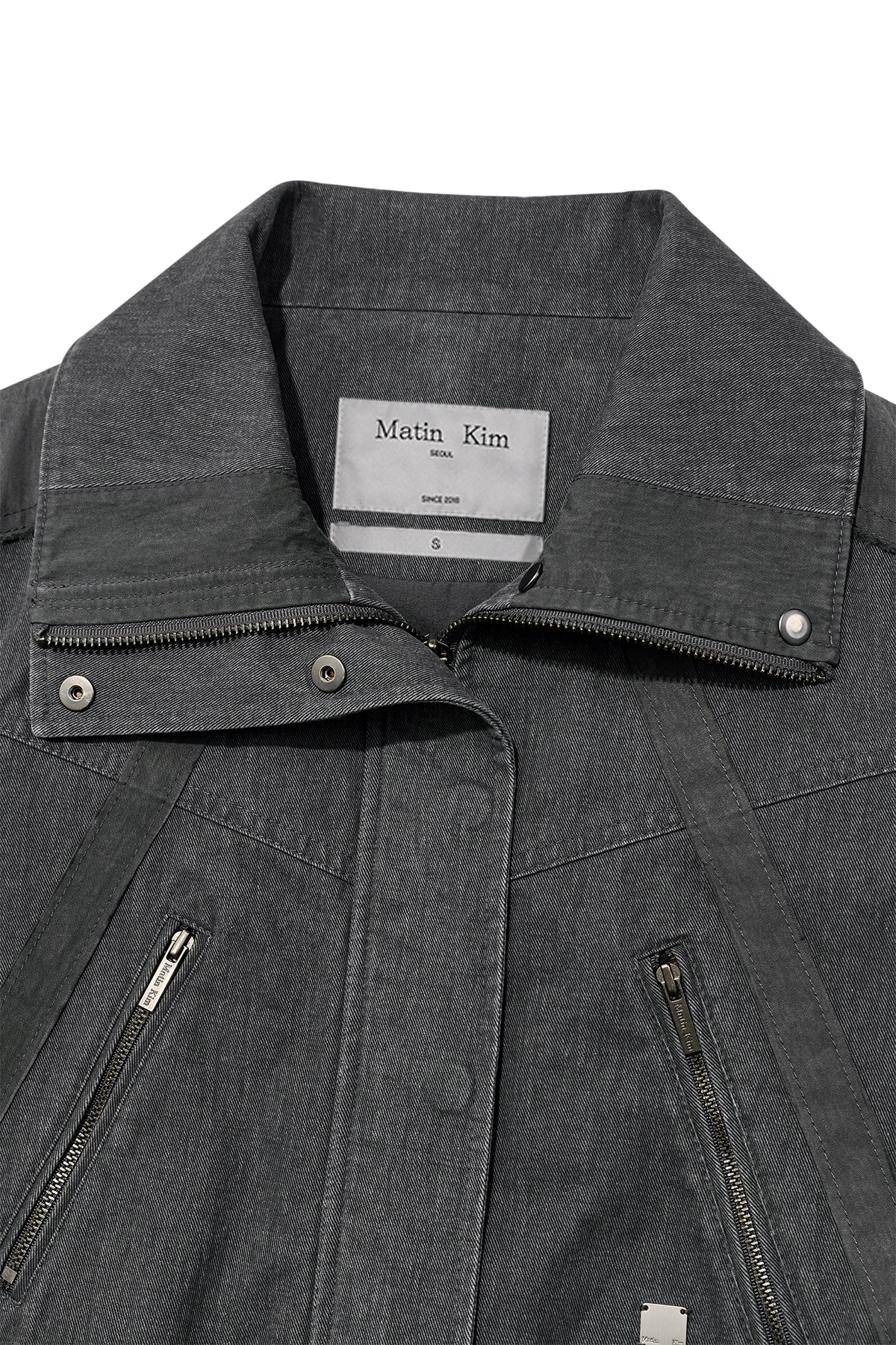 Matin Kim - Color Mixed Slim Bomber Jumper (Charcoal) product image 2 | TRAB K-Fashion Australia