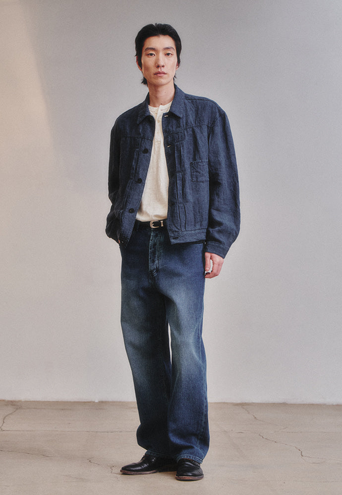 Art if acts - Linen Trucker Jacket (Indigo) product image 3 | TRAB K-Fashion Australia