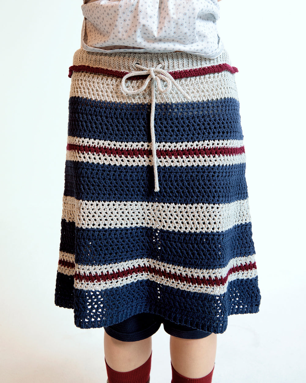 Coyseio - Stripe Layered Knit Skirt (Grey) product image 5 | TRAB K-Fashion Australia