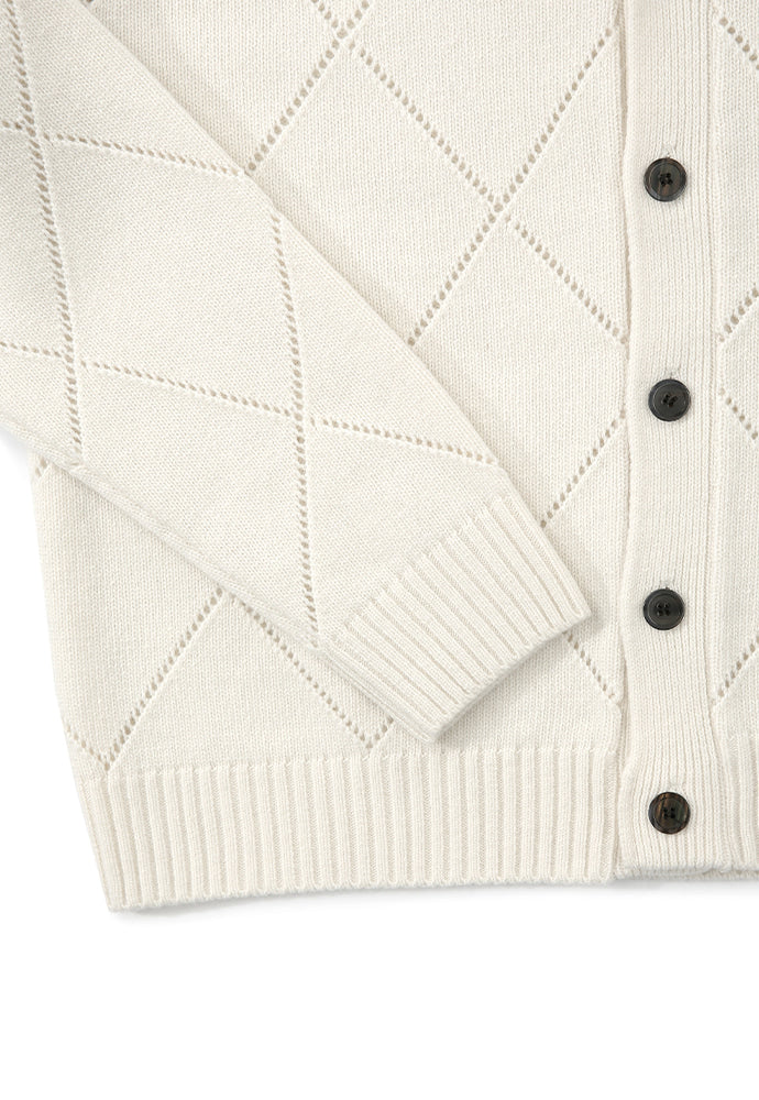 Tonywack - Slashed Argyle Cashmere Cardigan (Ecru) product image 10 | TRAB K-Fashion Australia