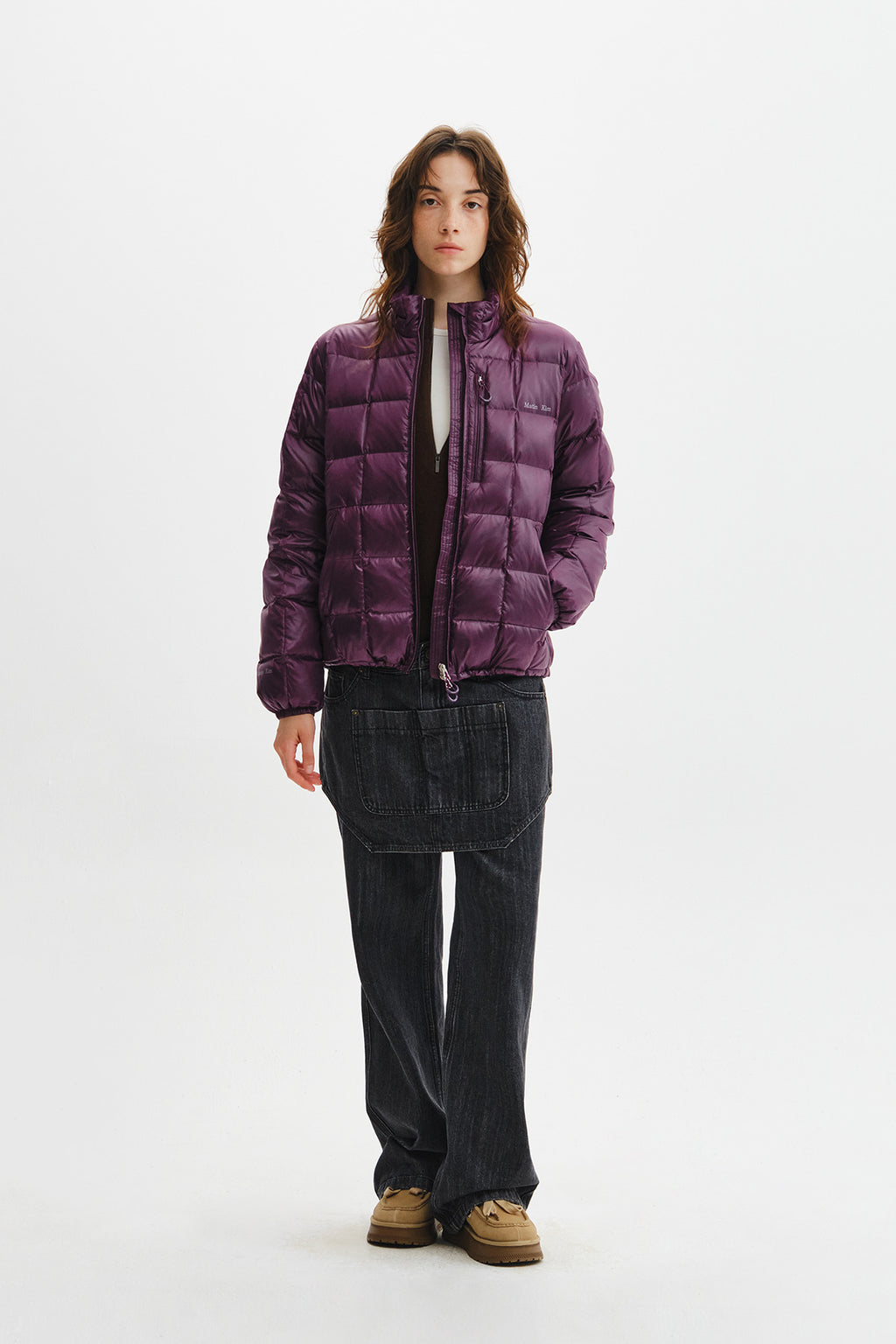Matin Kim - Matin Grid Quilted Light Down Jumper (Purple) product image 11 | TRAB K-Fashion Australia