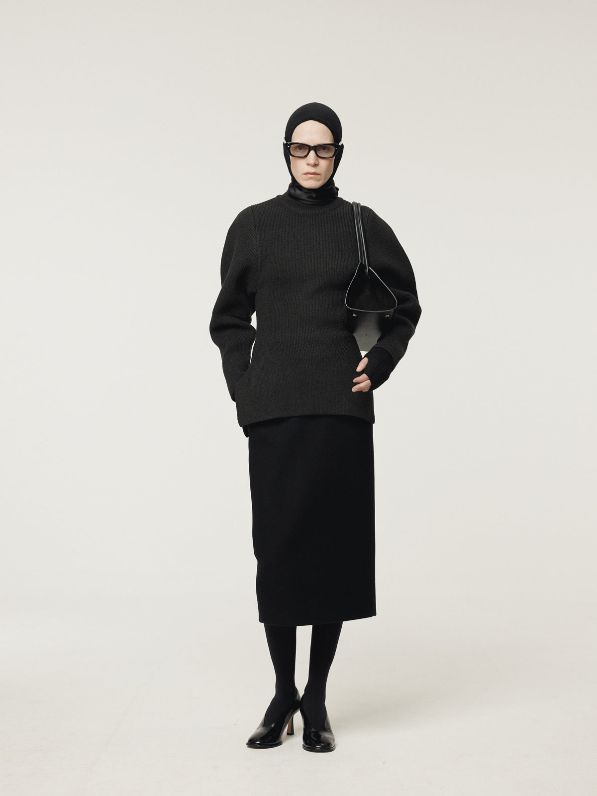 Recto - Volume Sleeve Structured Knit Top (Charcoal Grey) product image 2 | TRAB K-Fashion Australia