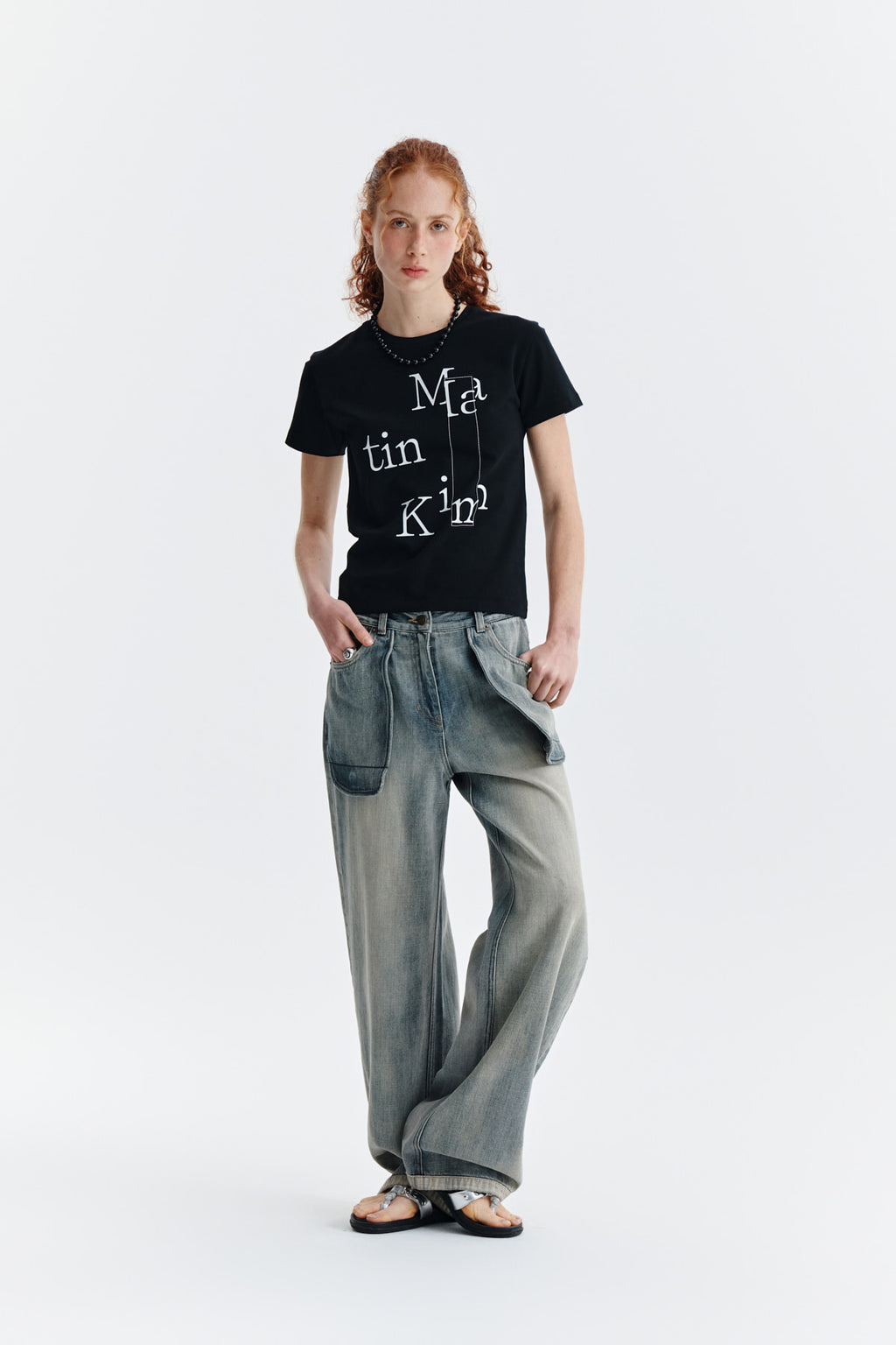 Matin Kim - Patchwork Graphic Printing Logo Top (Black) product image 10 | TRAB K-Fashion Australia