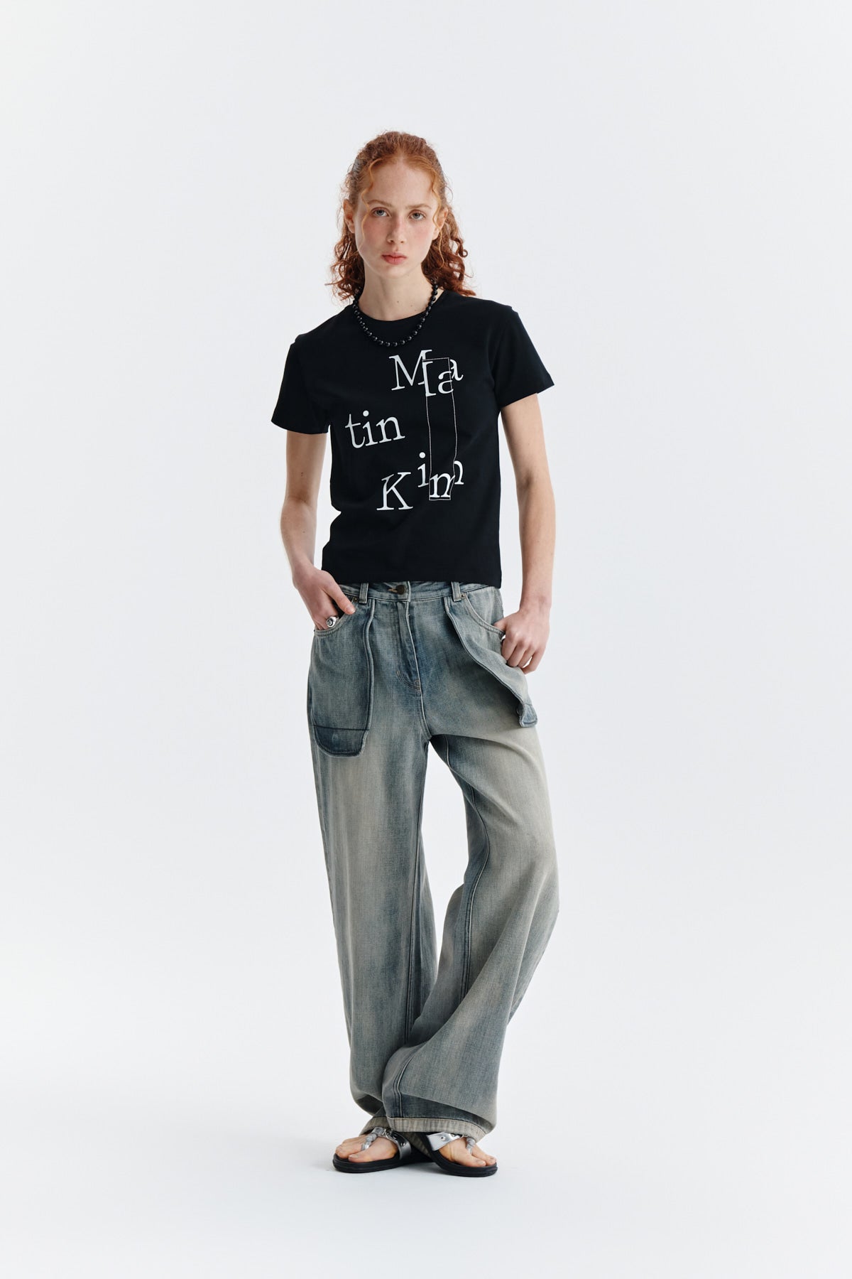 Matin Kim - Patchwork Graphic Printing Logo Top (Black) product image 10 | TRAB K-Fashion Australia