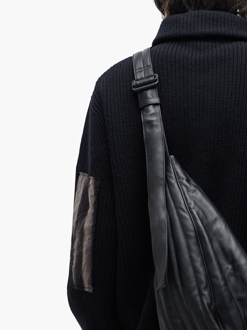Jiyong Kim - Draped Leather Shoulder Bag (Black) product image 7 | TRAB K-Fashion Australia