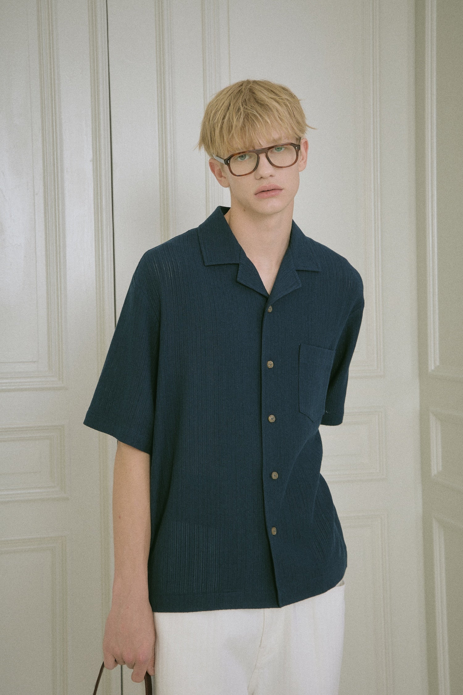 STU - Back Raglan Embo Stripe Shirt (Navy) product image 9 | TRAB K-Fashion Australia