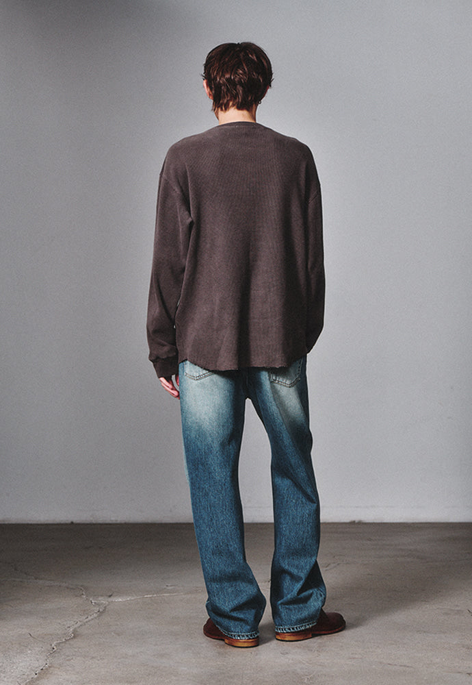 Art if acts - Garment Dyed Waffle Henley (Faded Charcoal) product image 3 | TRAB K-Fashion Australia