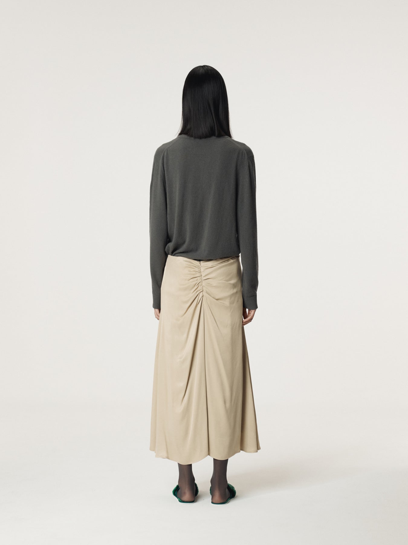 Recto - Asymmetric Shirring Skirt (Light Beige) product image 4 | TRAB K-Fashion Australia