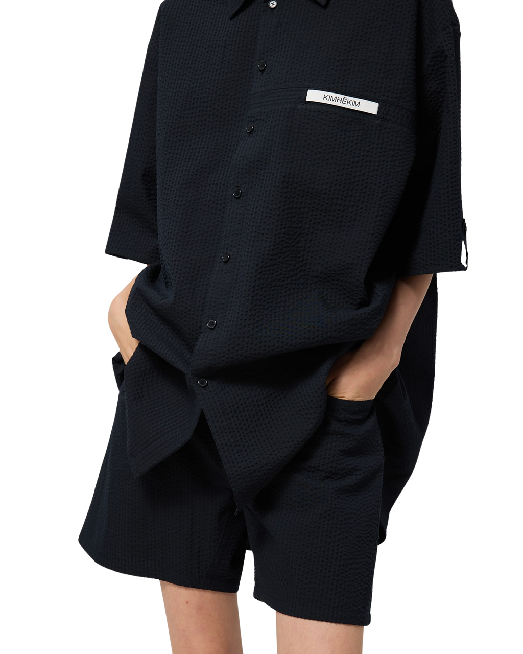 Kimhe Kim - Stripped Label Short Sleeves Shirt (Black) product image 16 | TRAB K-Fashion Australia