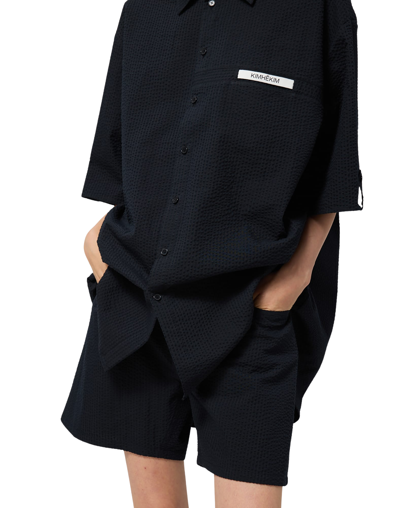Kimhe Kim - Stripped Label Short Sleeves Shirt (Black) product image 16 | TRAB K-Fashion Australia