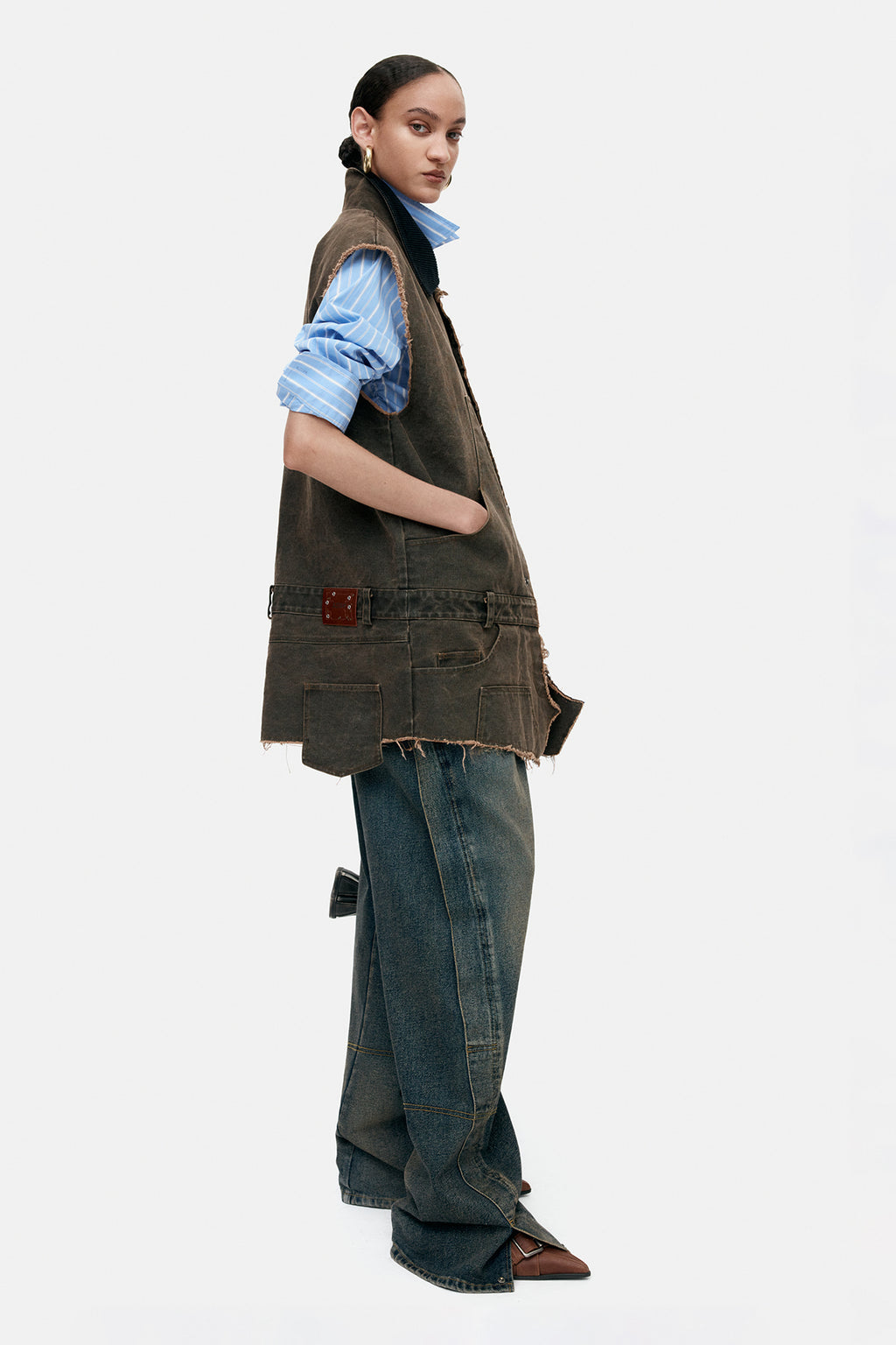 Andersson Bell - Unisex Twisted Zipper Pocket Jeans (Dusty Blue) product image 27 | TRAB K-Fashion Australia