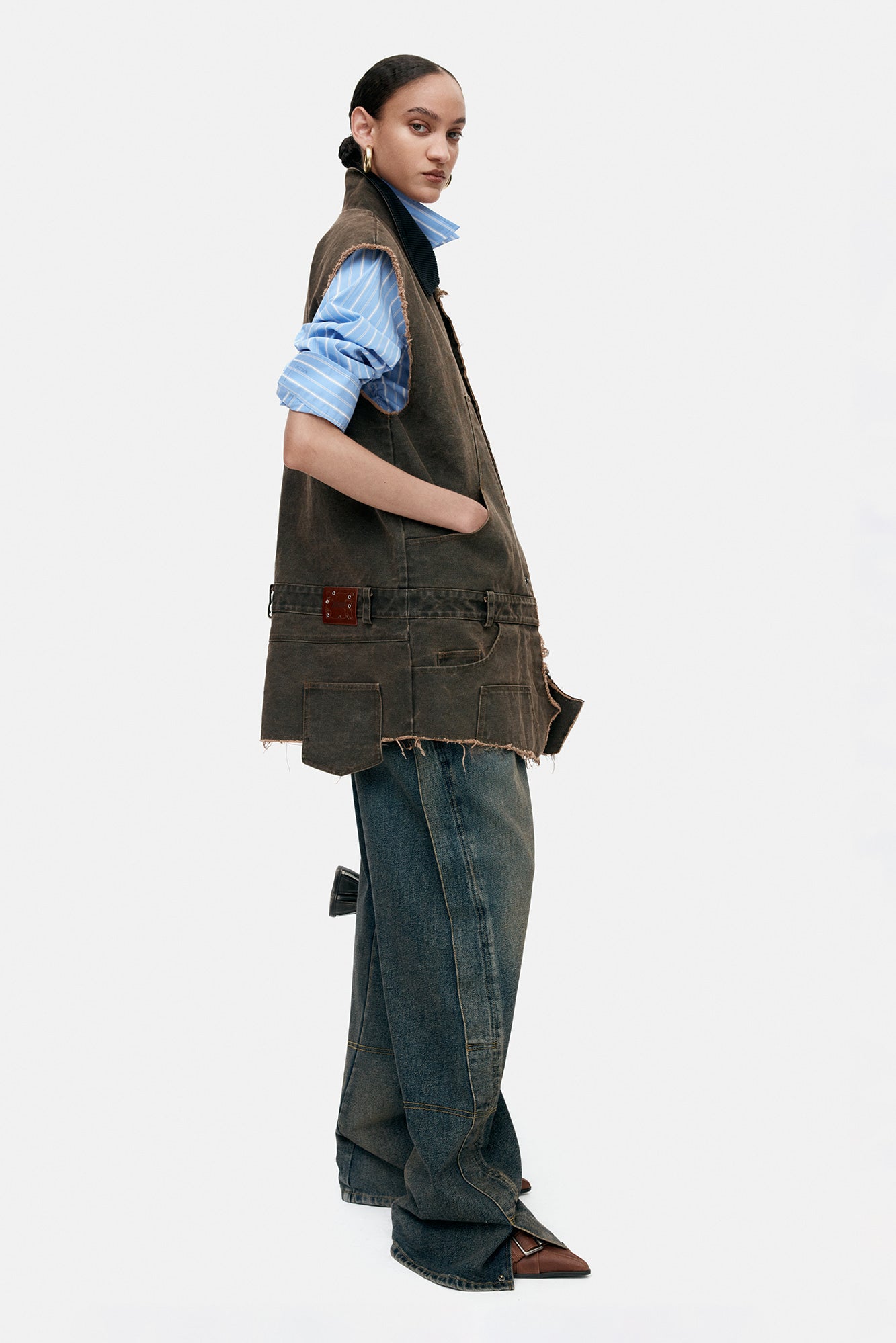 Andersson Bell - Unisex Twisted Zipper Pocket Jeans (Dusty Blue) product image 12 | TRAB K-Fashion Australia