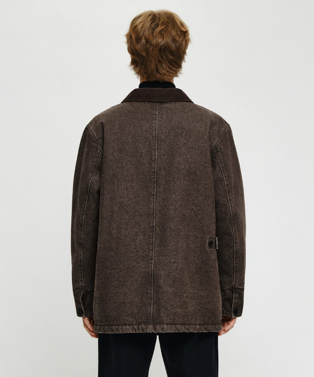 Marithe & Francois Girbaud - Corduroy Collar Denim Work Jacket (Dark Brown) product image 3 | TRAB K-Fashion Australia