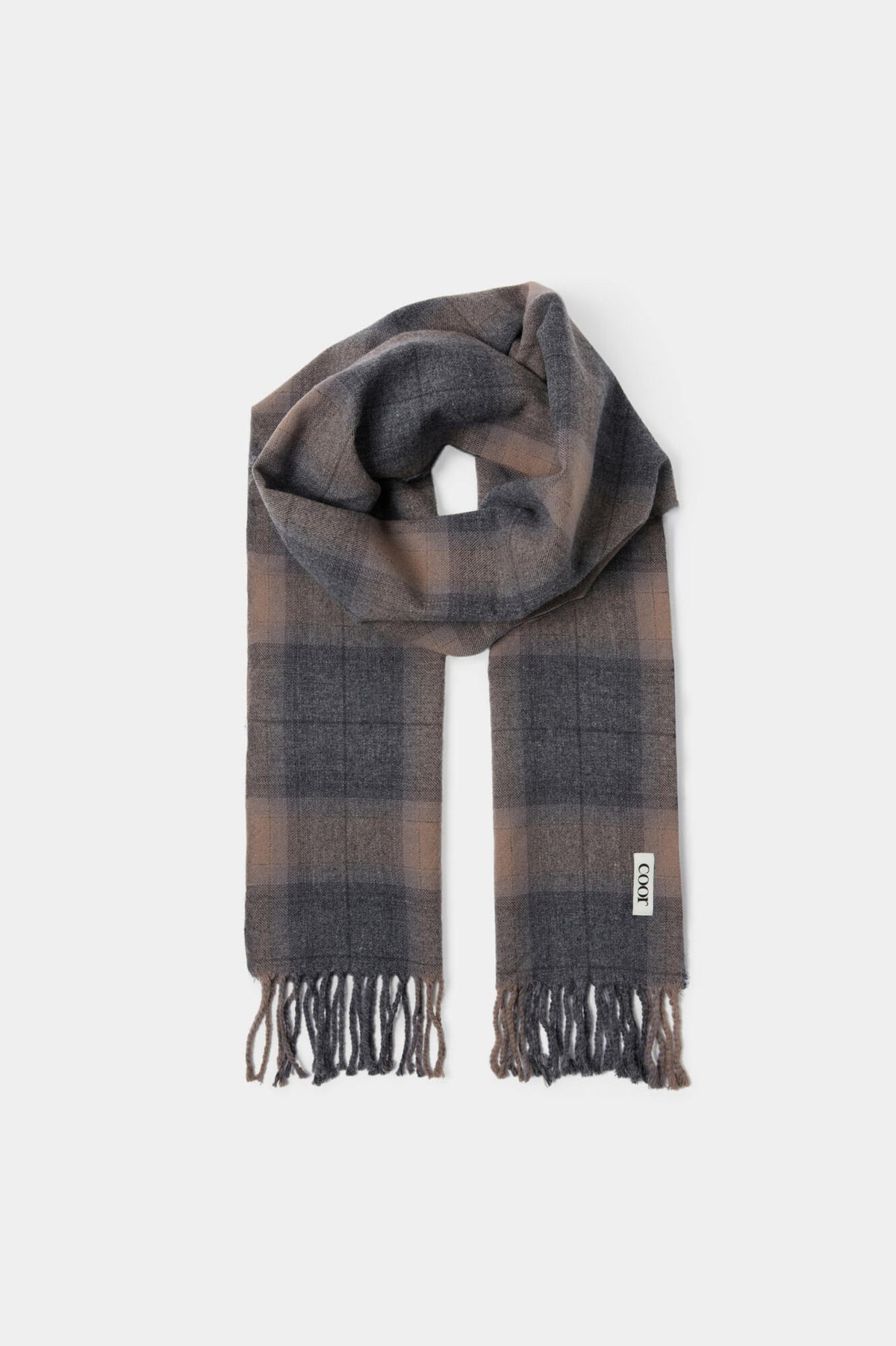 Coor - Merino Wool Ombre Checkered Muffler (Charcoal) product image 1 | TRAB K-Fashion Australia