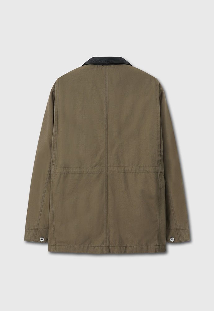 Tonywack - Leather Collar Garment-Washed Utility Jacket (Faded Olive) product image 10 | TRAB K-Fashion Australia