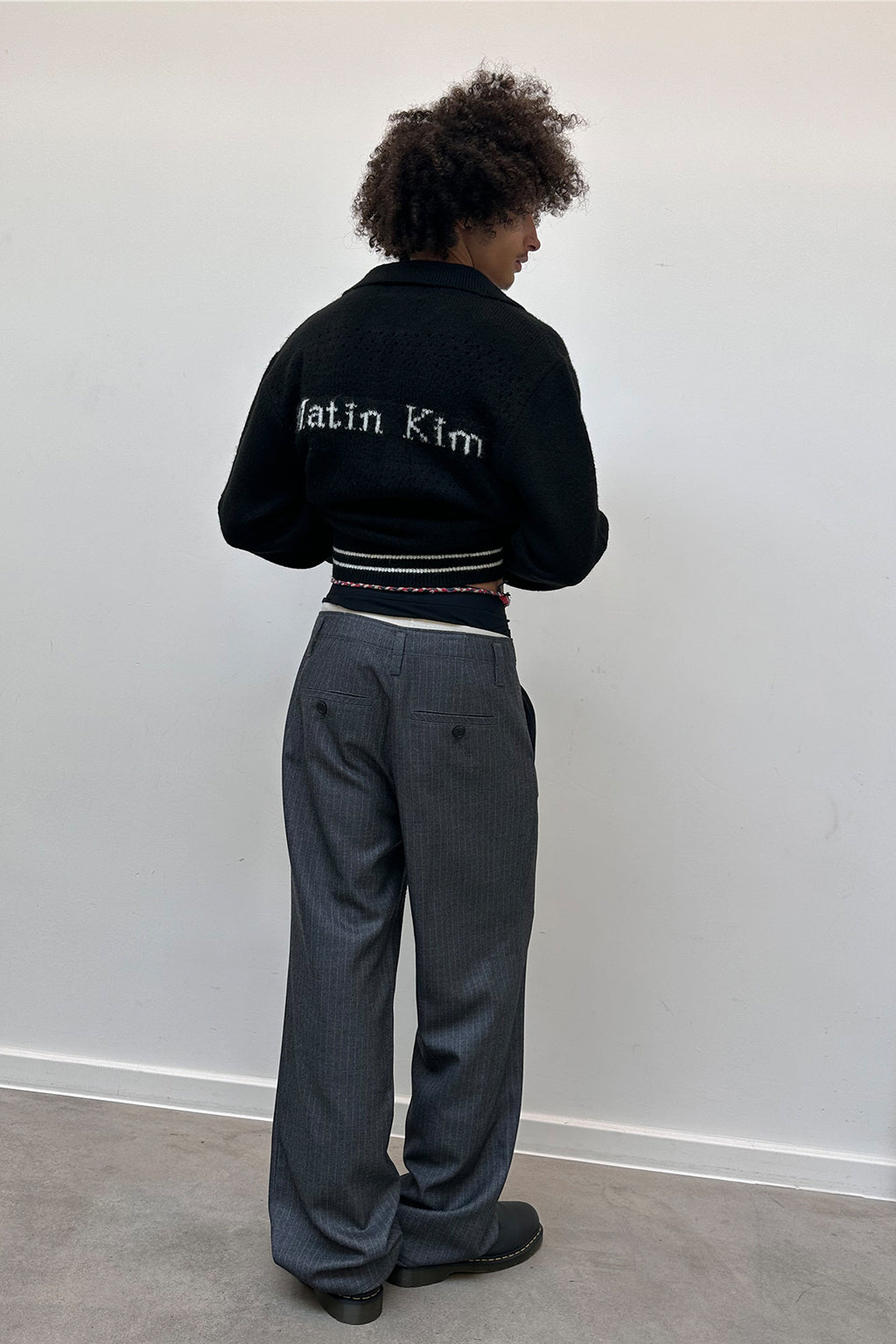 Matin Kim - Detail Point Stripe Trouser (Grey) product image 6 | TRAB K-Fashion Australia