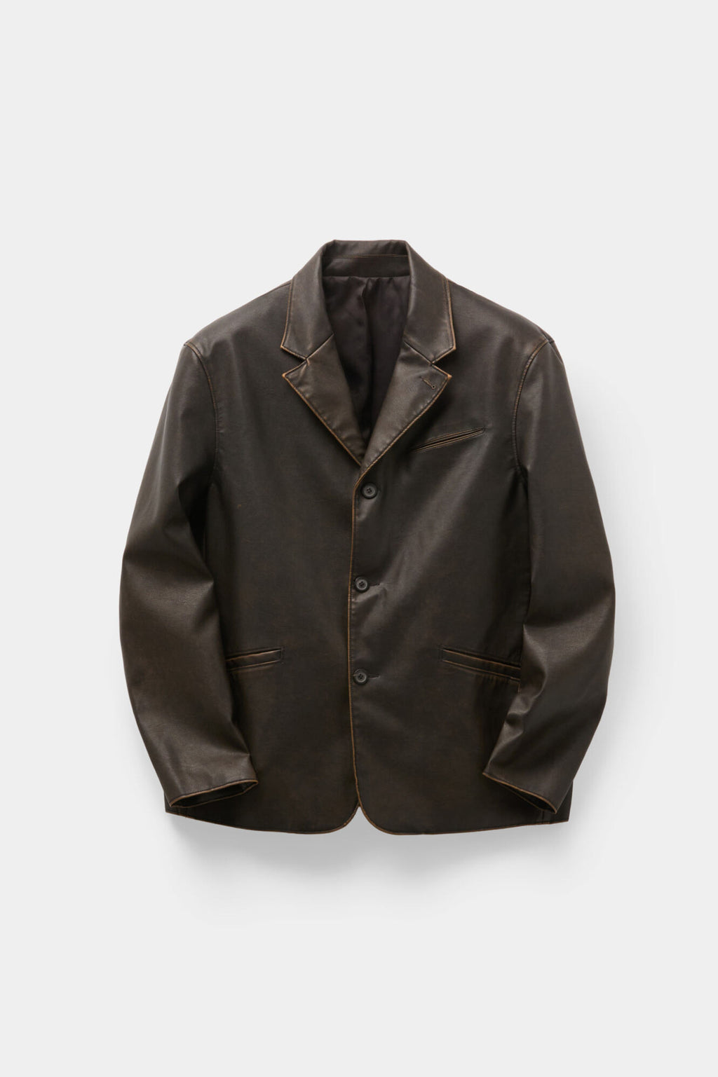 Coor - Washed Fake Leather Blazer (Washed Brown) product image 1 | TRAB K-Fashion Australia