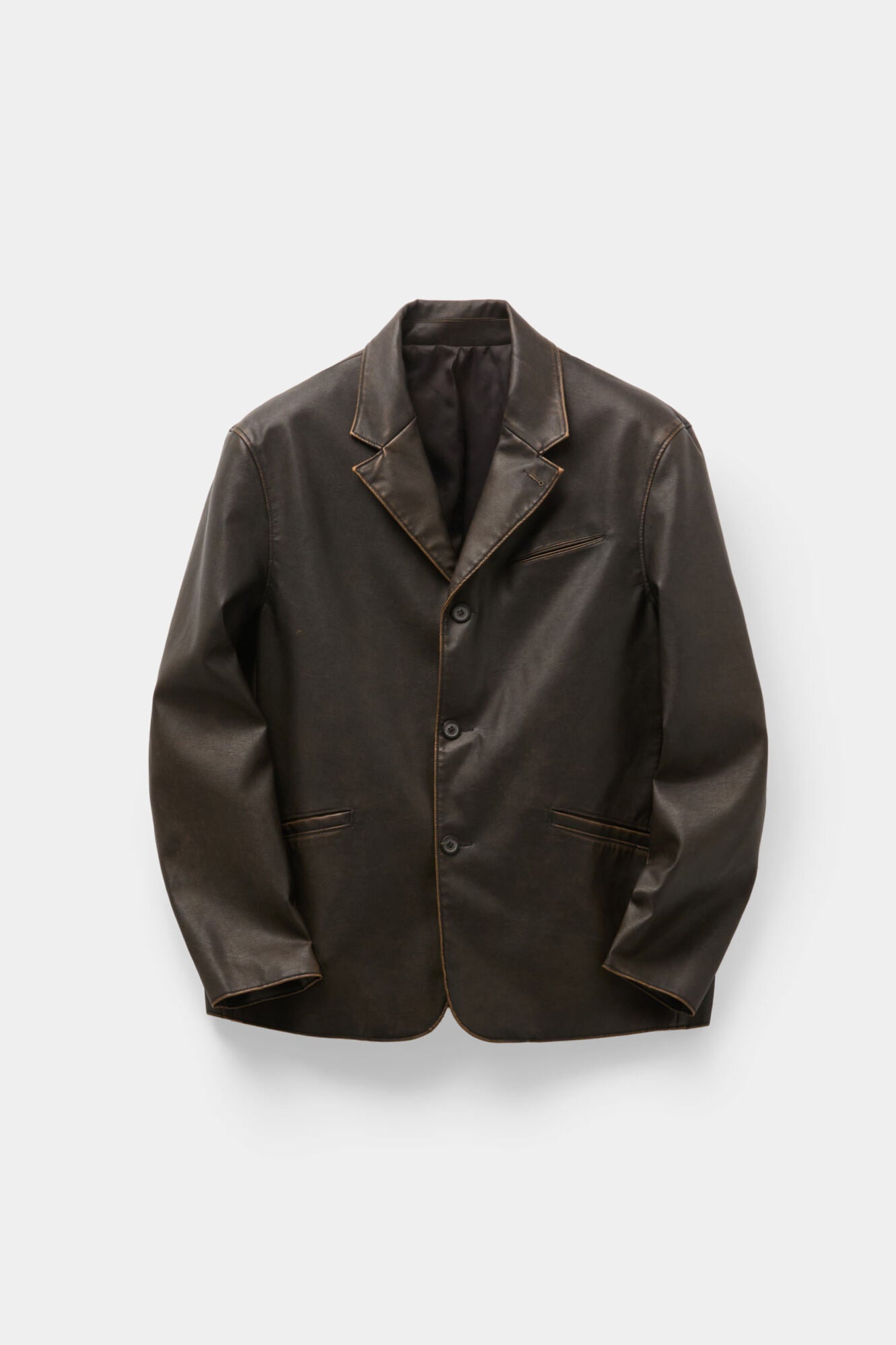 Coor - Washed Fake Leather Blazer (Washed Brown) product image 1 | TRAB K-Fashion Australia