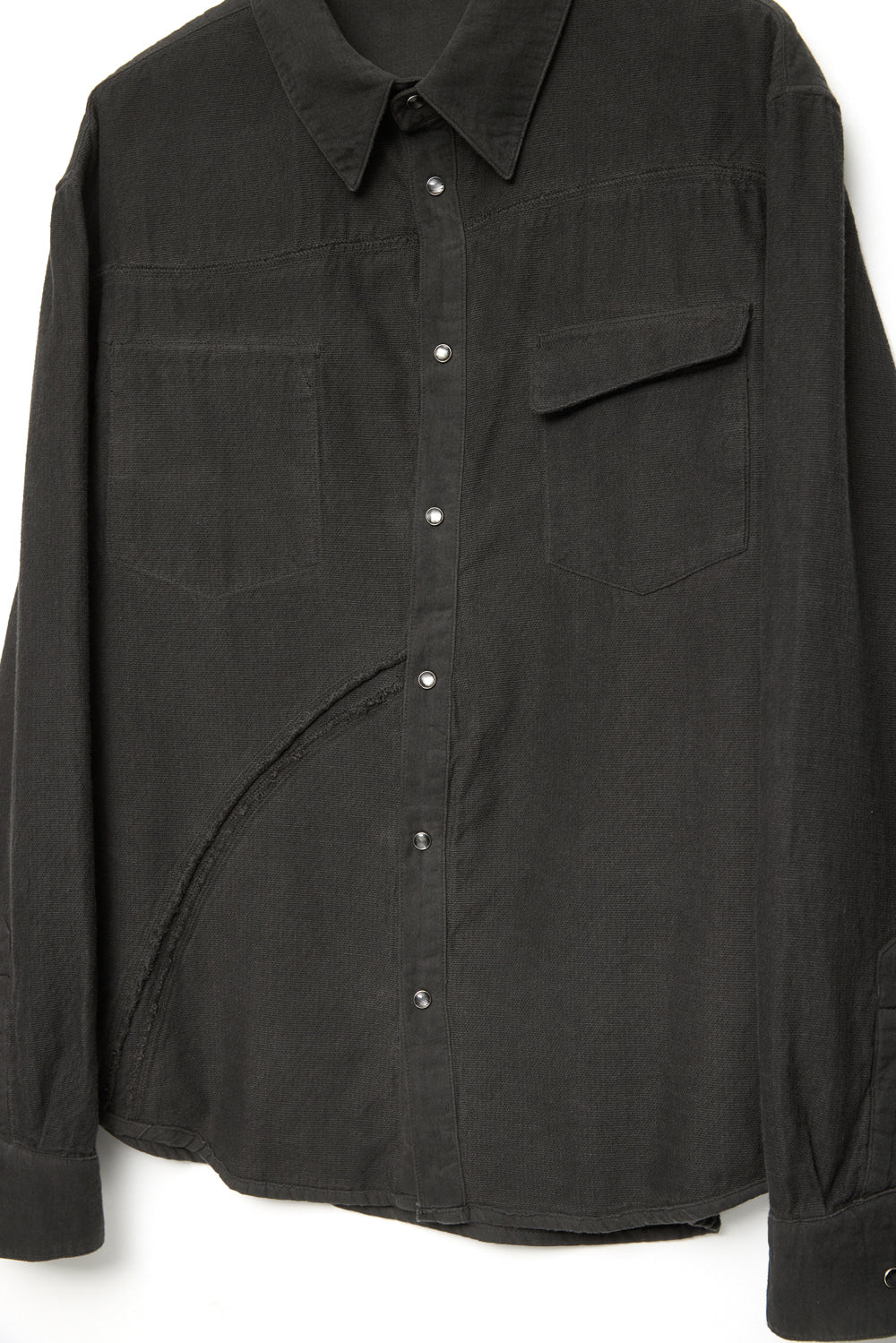 Hatchingroom - Reverse Western Shirt Gauze (Over Dyed Green Charcoal) product image 2 | TRAB K-Fashion Australia