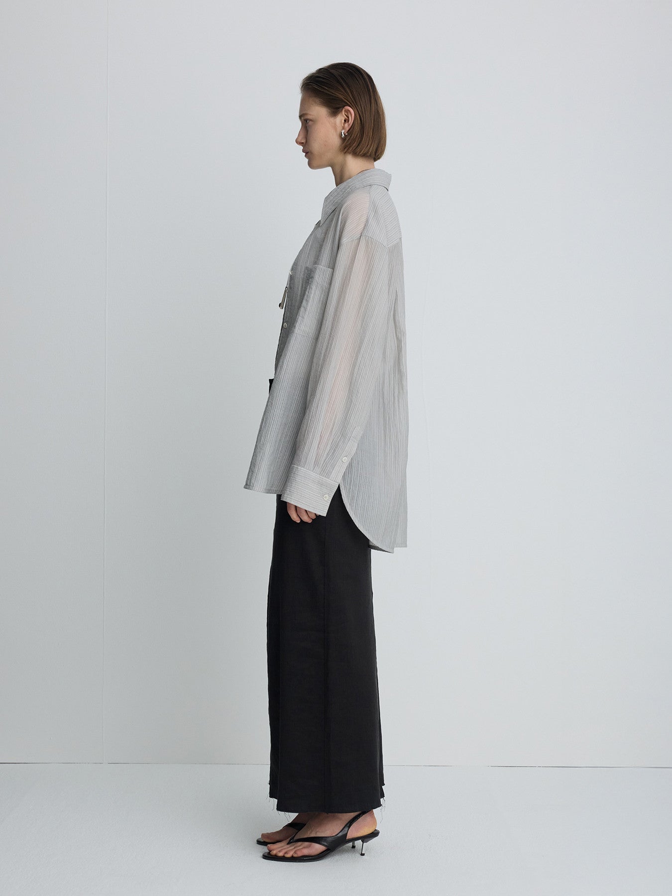 Tonywack - Lyocell Oversized Stripe Shirt (Grey) product image 6 | TRAB K-Fashion Australia