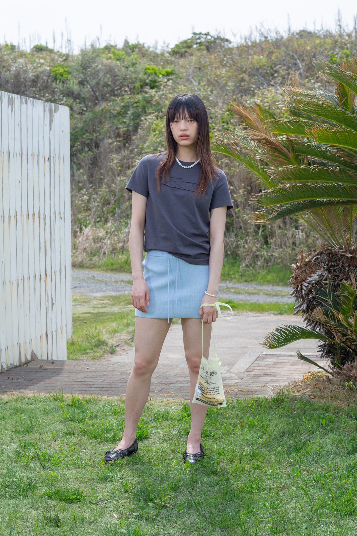 Matin Kim - Applique Logo Patch Top (Charcoal) product image 8 | TRAB K-Fashion Australia
