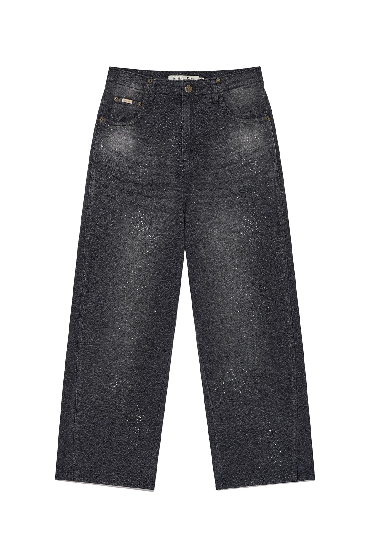 Matin Kim - Back Line Point Soft Shiny Denim Pants (Navy) product image 1 | TRAB K-Fashion Australia