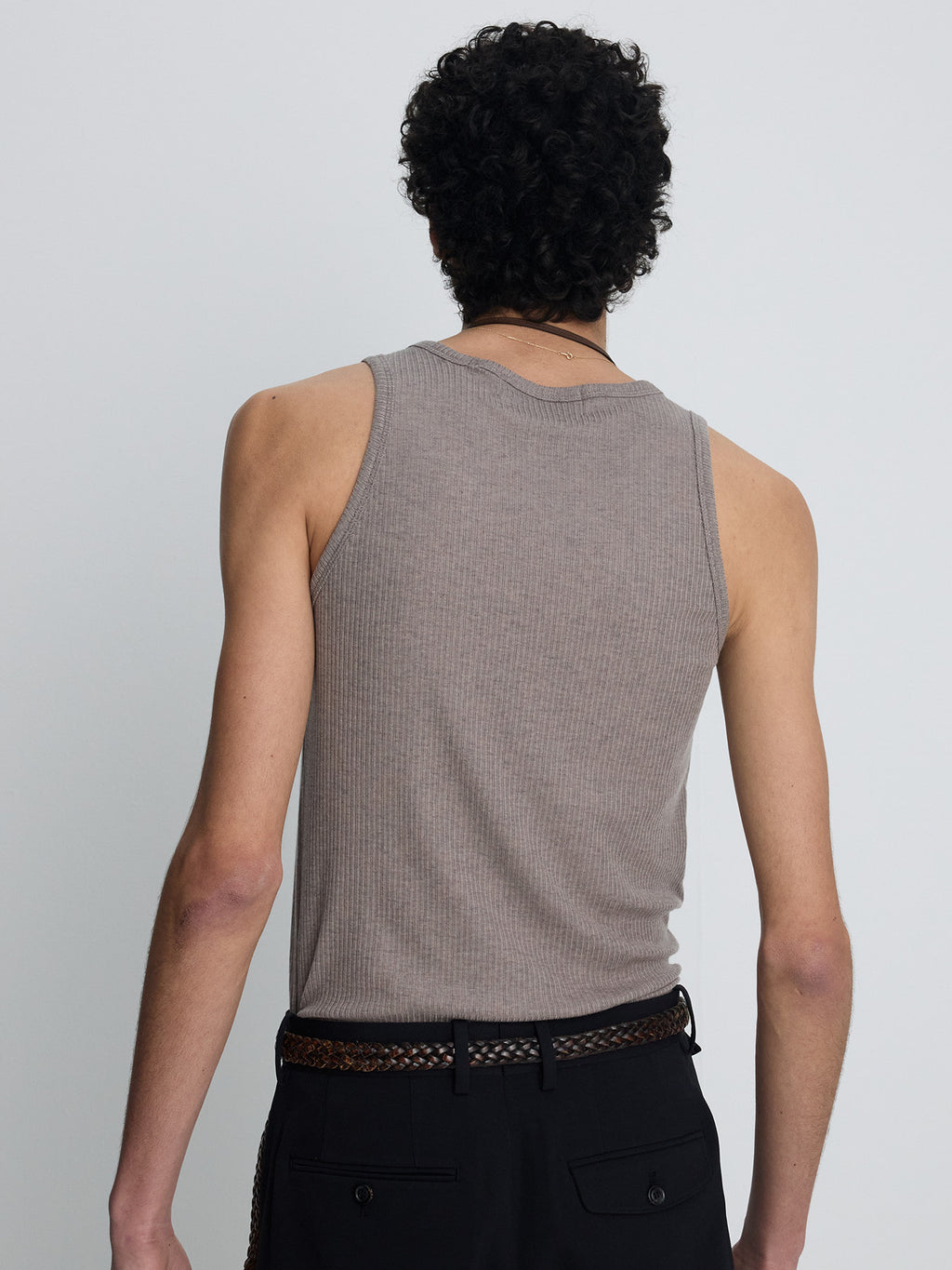 Tonywack - Silk Lyocell Rib Tank Top Japanese Fabric (Taupe) product image 7 | TRAB K-Fashion Australia