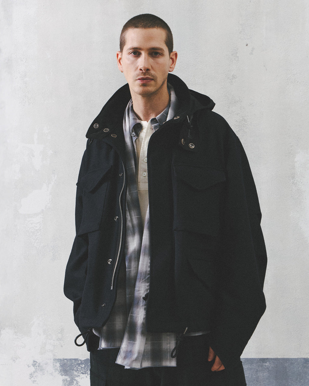 Eastlogue - Pattern Scarf (L.grey & Blue Check) product image 2 | TRAB K-Fashion Australia