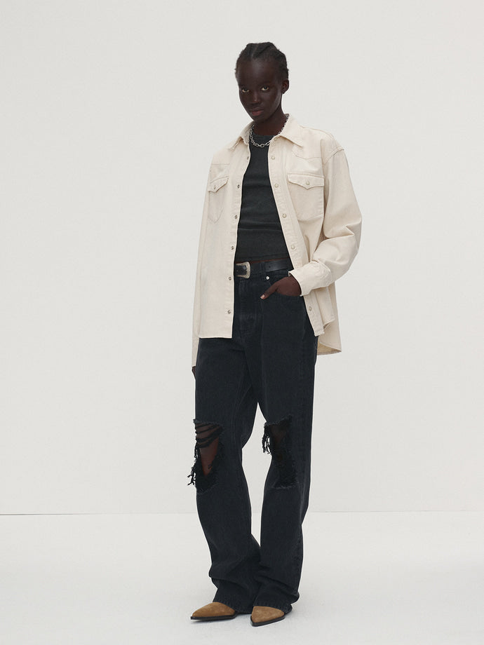 Tonywack - Washed Denim Distressed Western Shirt (Ecru) product image 4 | TRAB K-Fashion Australia