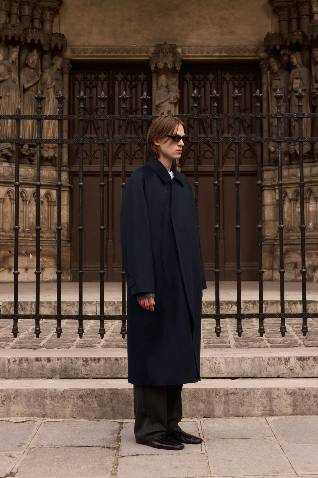STU - Curved Double Line Mac Coat In Cashmere (Navy) product image 7 | TRAB K-Fashion Australia