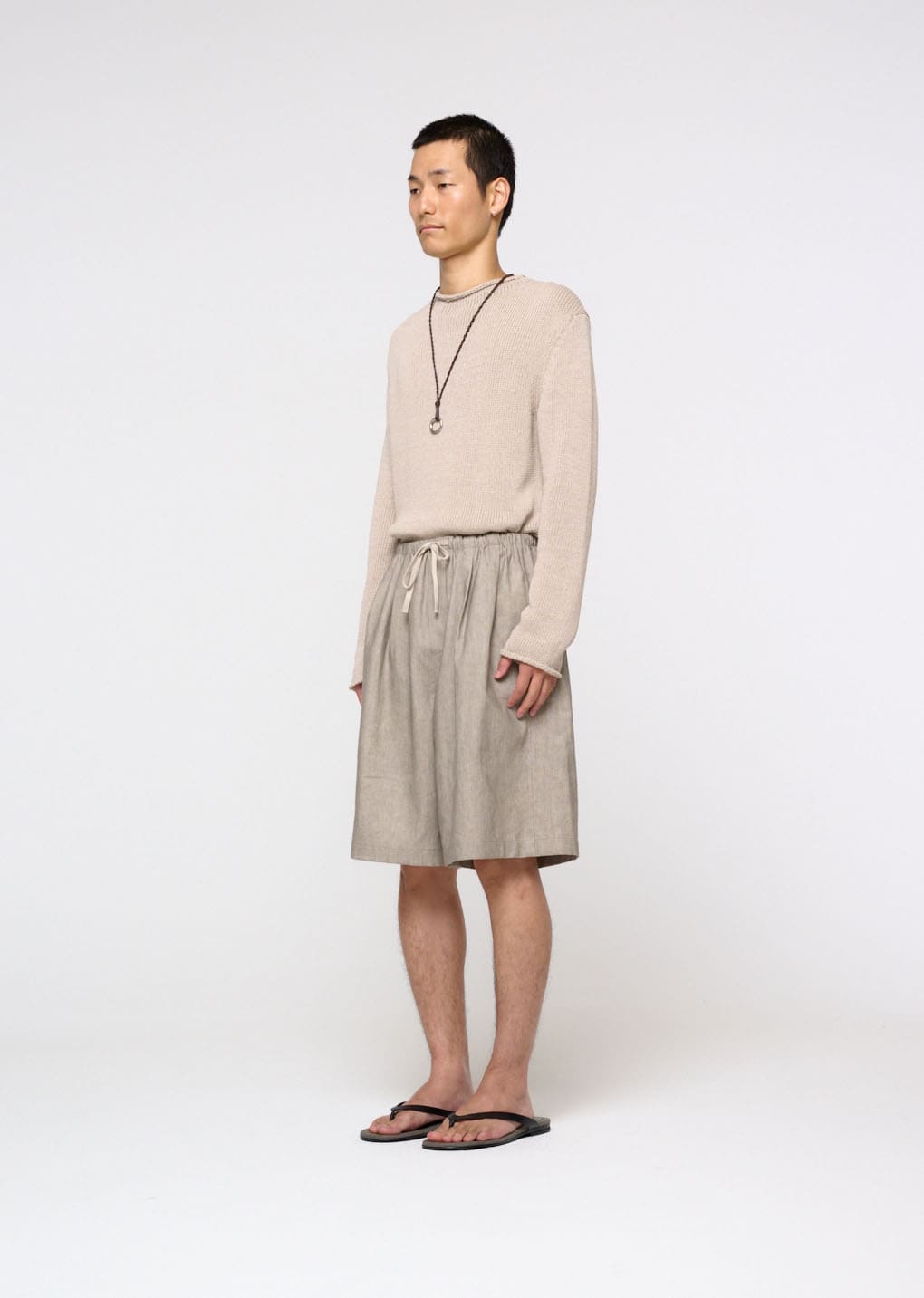 Amomento - Linen Drawstring Shorts (Beige) product image 3 | TRAB K-Fashion Australia