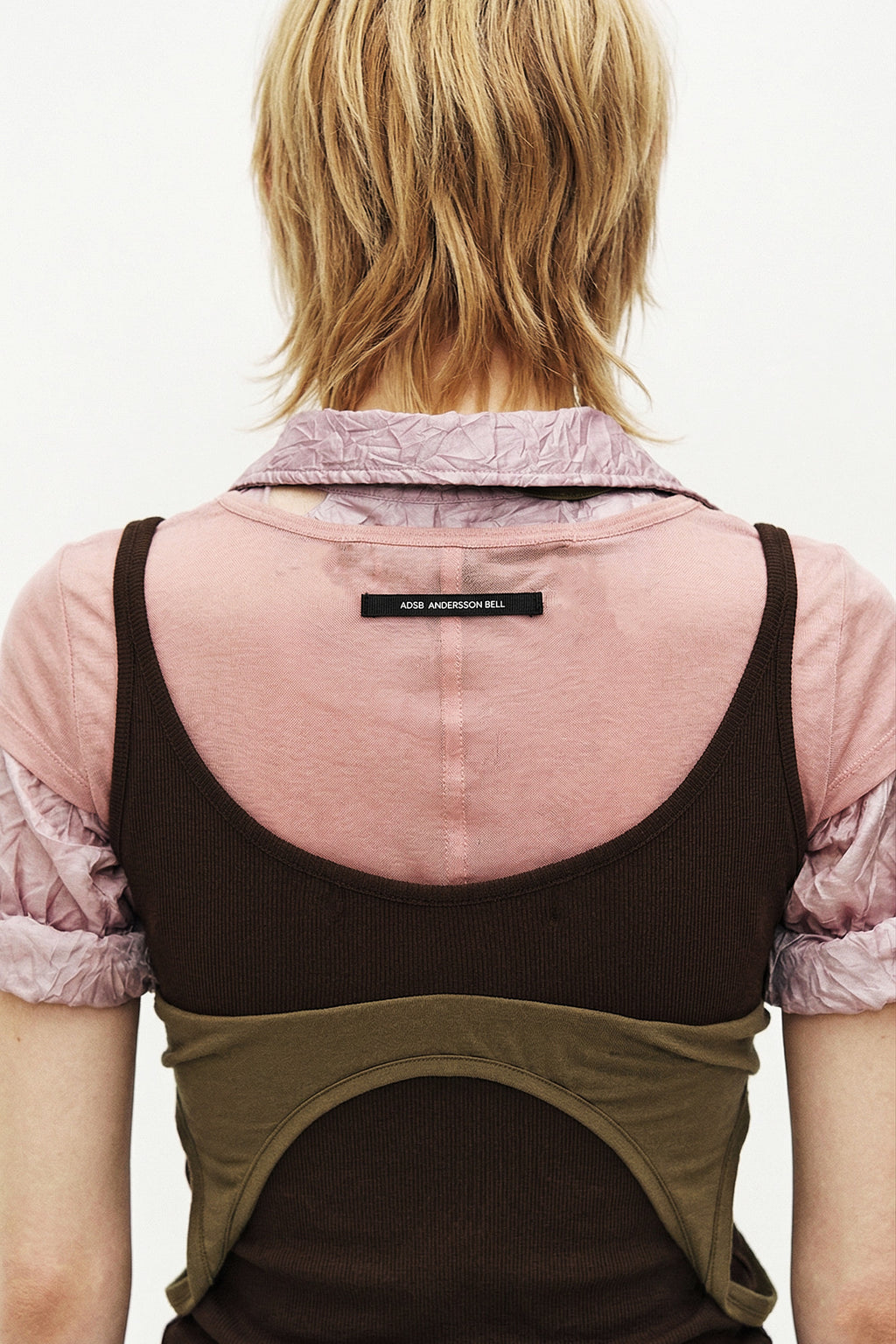 Andersson Bell - [Pre-Order – Ships June 24] Upside-Down Layered T-Shirt (Pink/Brown) product image 7 | TRAB K-Fashion Australia