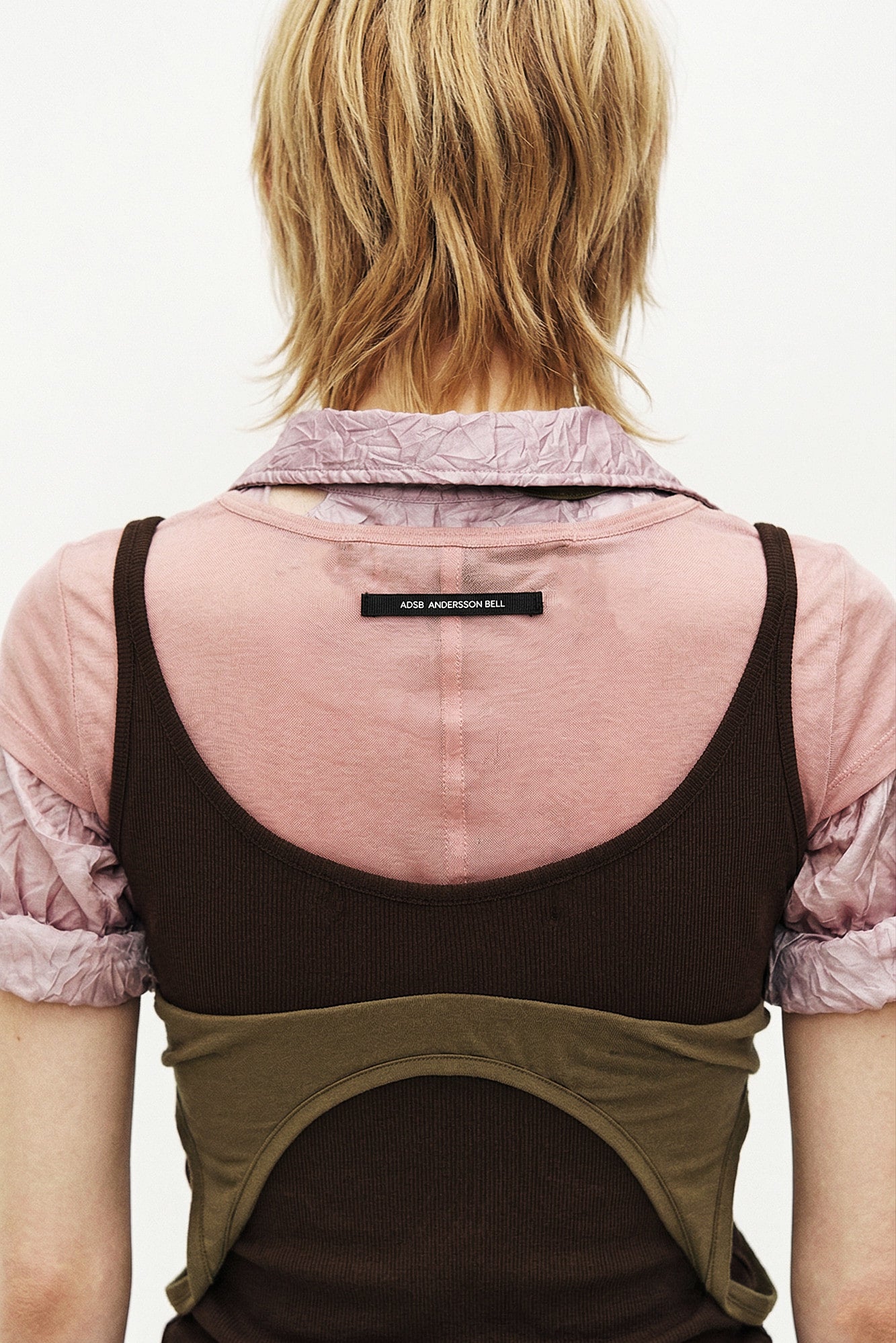 Andersson Bell - [Pre-Order – Ships June 24] Upside-Down Layered T-Shirt (Pink/Brown) product image 7 | TRAB K-Fashion Australia