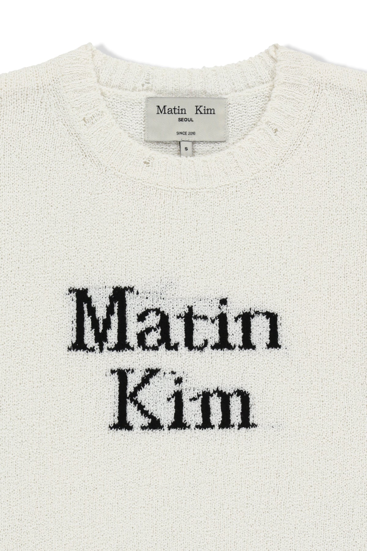 Matin Kim - Half Sleeve Logo Pullover (White) product image 3 | TRAB K-Fashion Australia