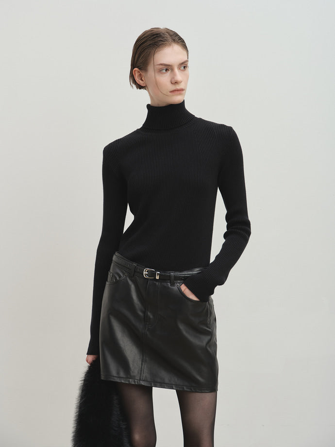 Tonywack - Lamb Leather Mini Skirt (Black) product image 7 | TRAB K-Fashion Australia