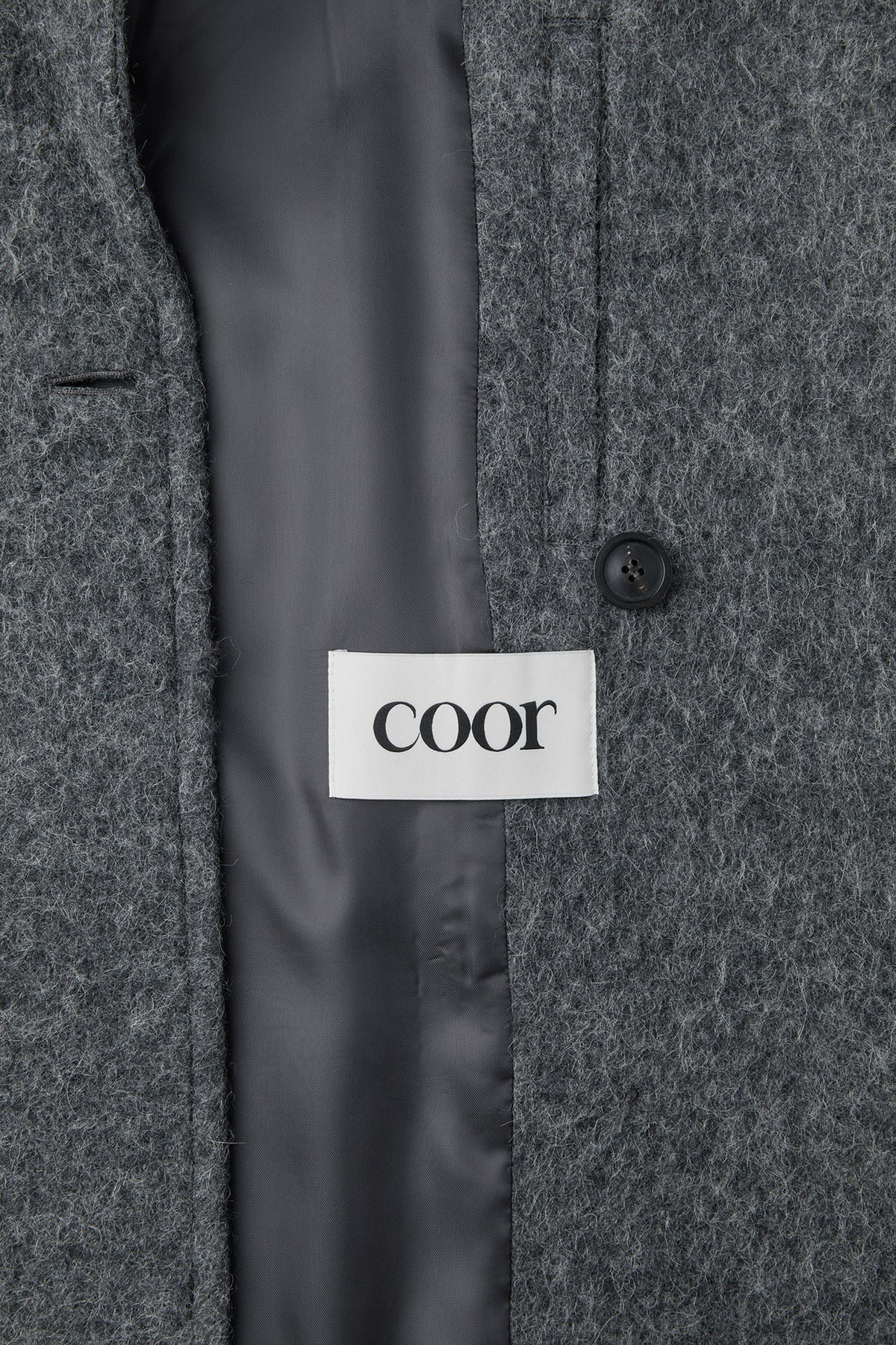 Coor - Hairy Peaked Lapel Double Coat (Melange Gray) product image 7 | TRAB K-Fashion Australia