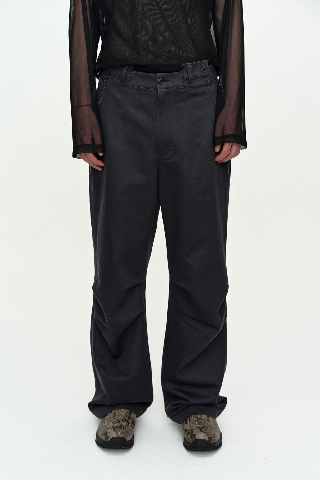 Andersson Bell - Cut-Out Wrap Wide-Leg Trousers (Charcoal/Navy) product image 5 | TRAB K-Fashion Australia