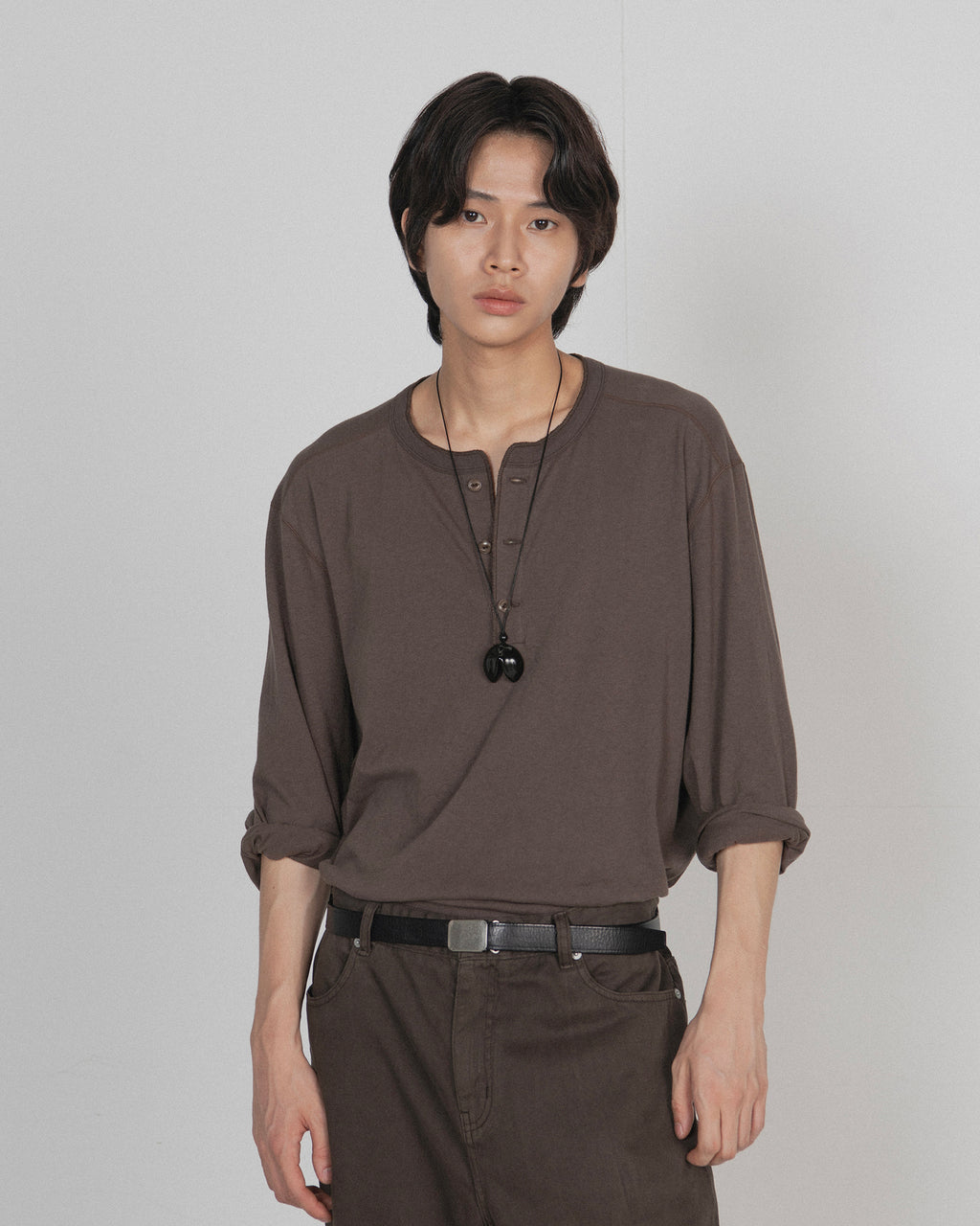 Brownyard - Henley Neck Long Sleeve (Brown) product image 2 | TRAB K-Fashion Australia