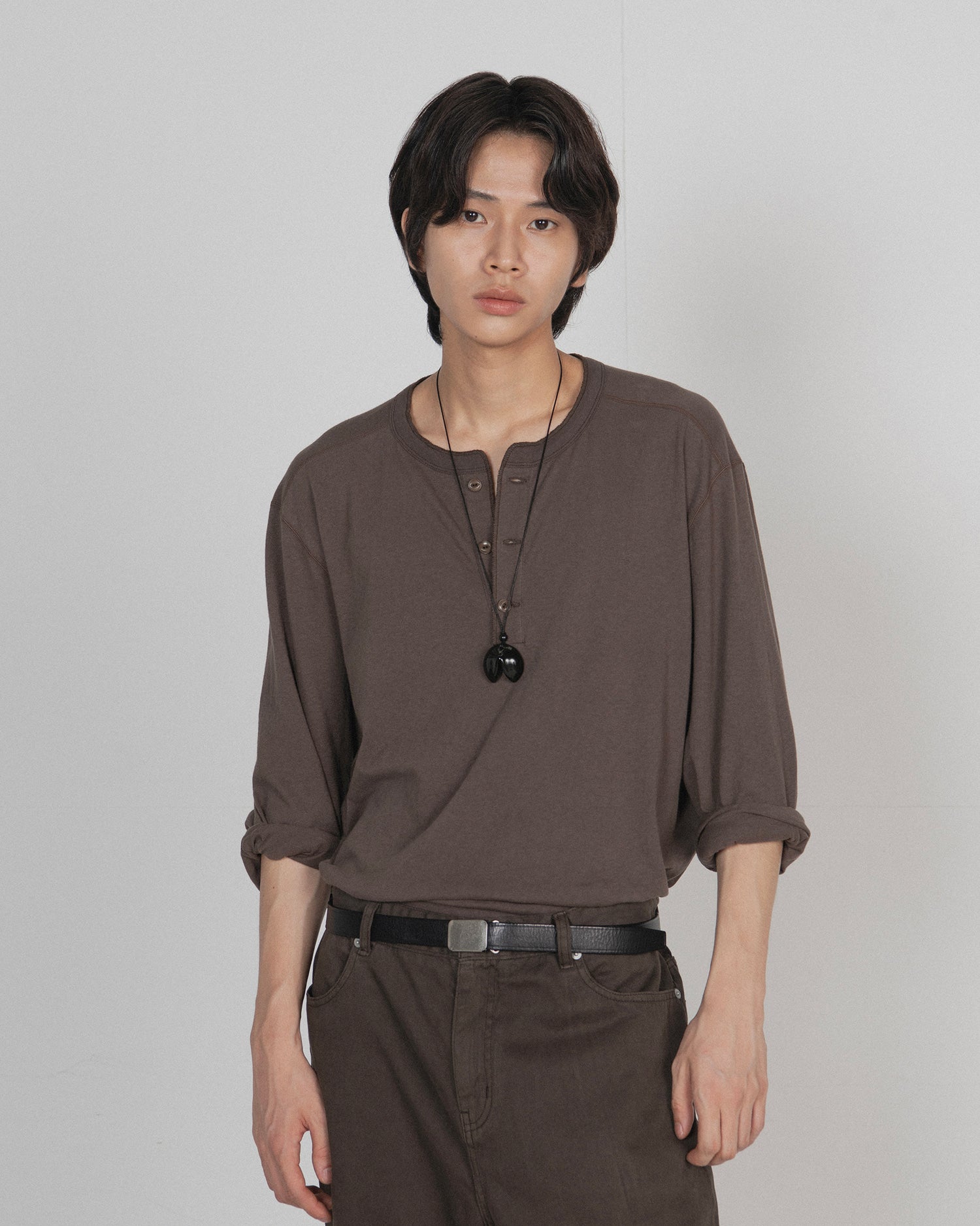Brownyard - Henley Neck Long Sleeve (Brown) product image 2 | TRAB K-Fashion Australia