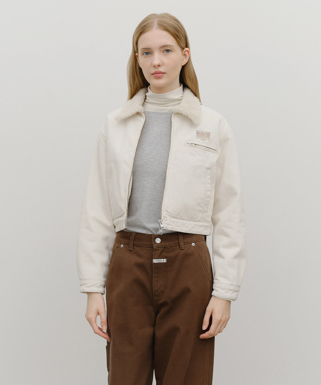 Marithe & Francois Girbaud - Crop Shearling Denim Jacket (Ecru) product image 1 | TRAB K-Fashion Australia