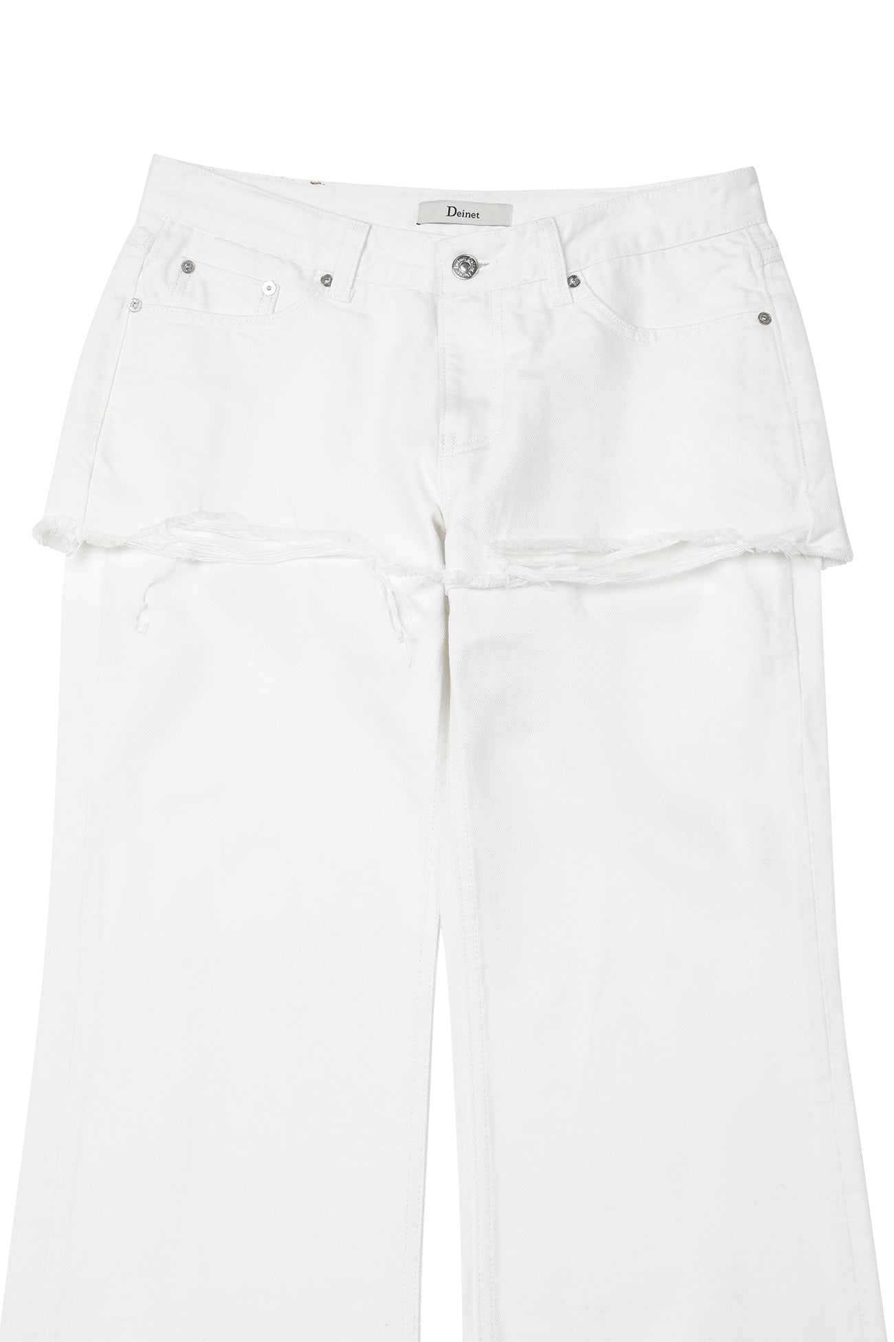 Deinet - Layered Semi Bootscut Denim Pants (White) product image 10 | TRAB K-Fashion Australia
