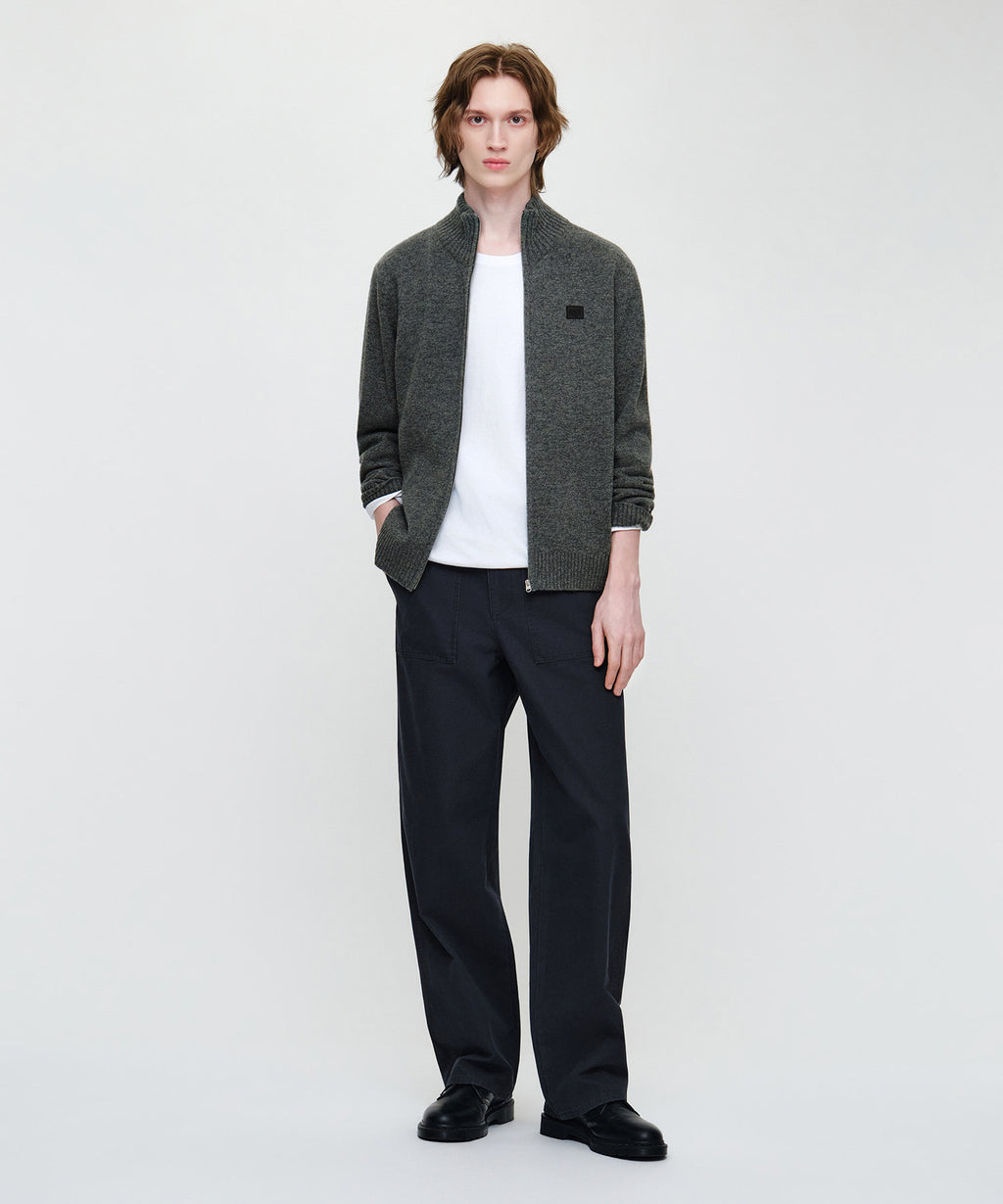Marithe & Francois Girbaud - Premium Small Classic Logo Merino Wool High Neck Cardigan (Gray) product image 5 | TRAB K-Fashion Australia