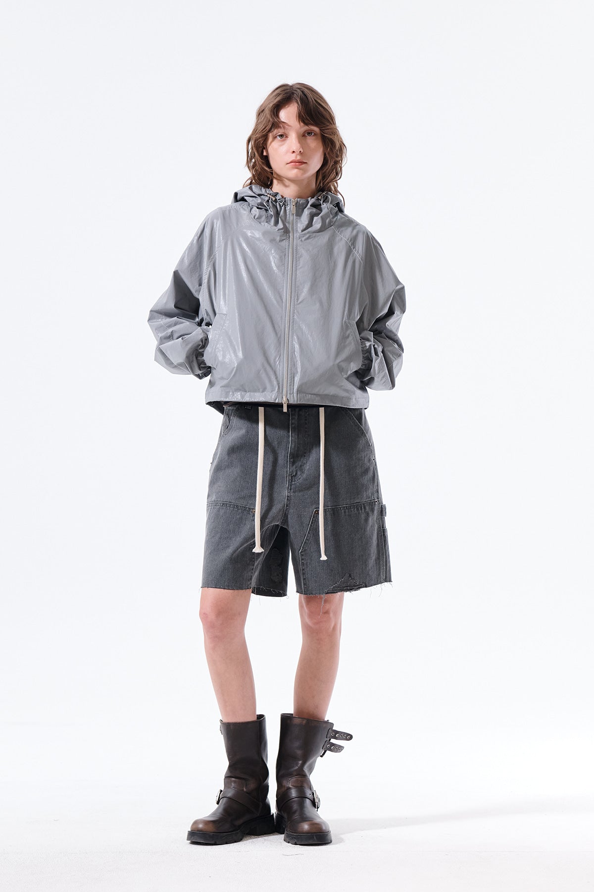 Matin Kim - Matin Crop Hoody Coating Jumper (Dark Grey) product image 9 | TRAB K-Fashion Australia
