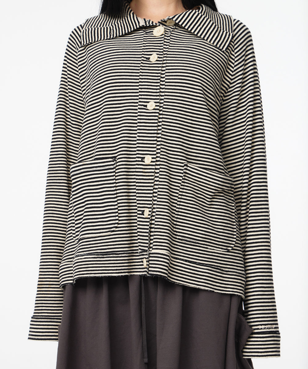 Coyseio - Wide Collar Waffle Stripe Shirt (Black) product image 6 | TRAB K-Fashion Australia