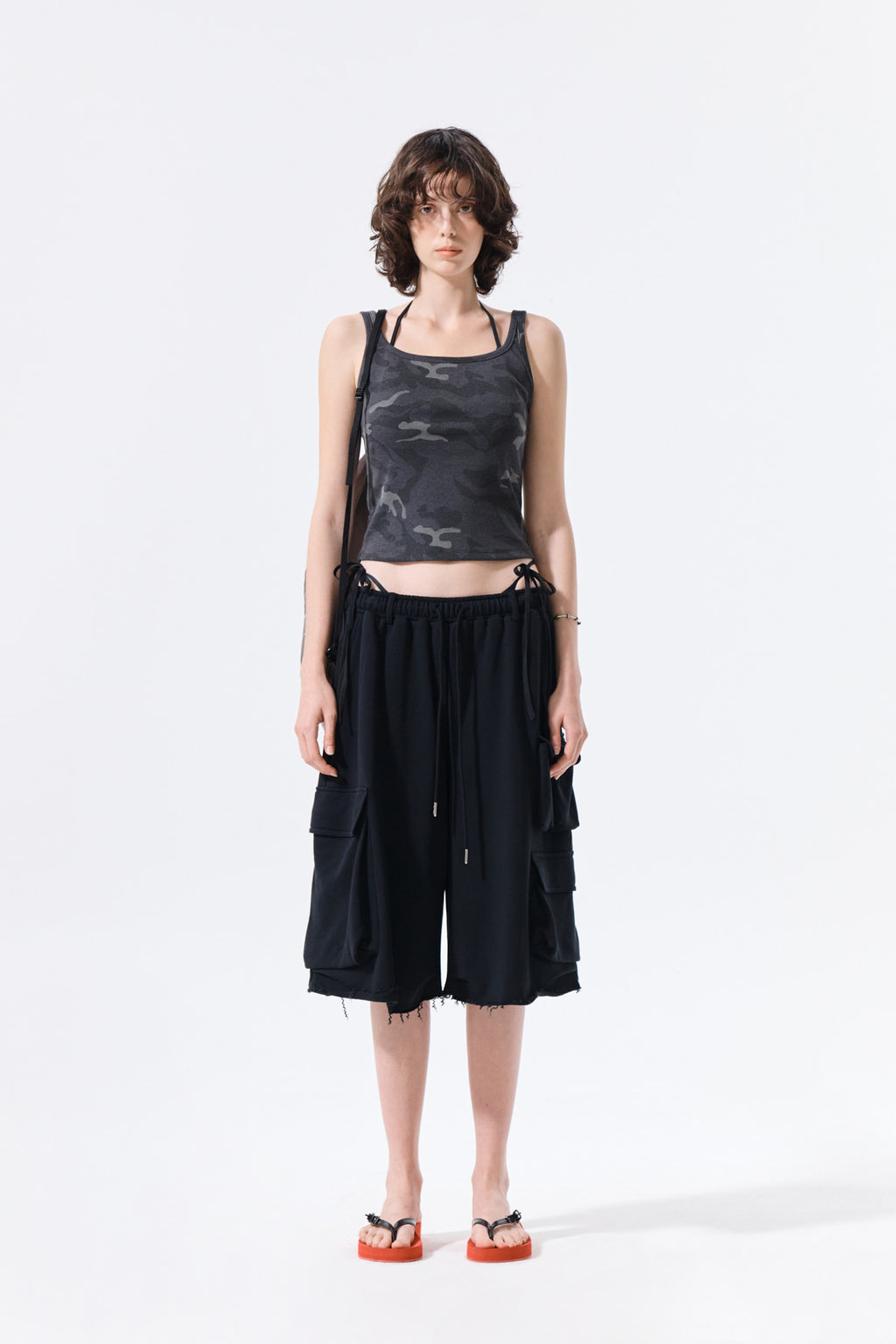 Matin Kim - Terry Utility Pocket Bermuda Pants (Black) product image 5 | TRAB K-Fashion Australia