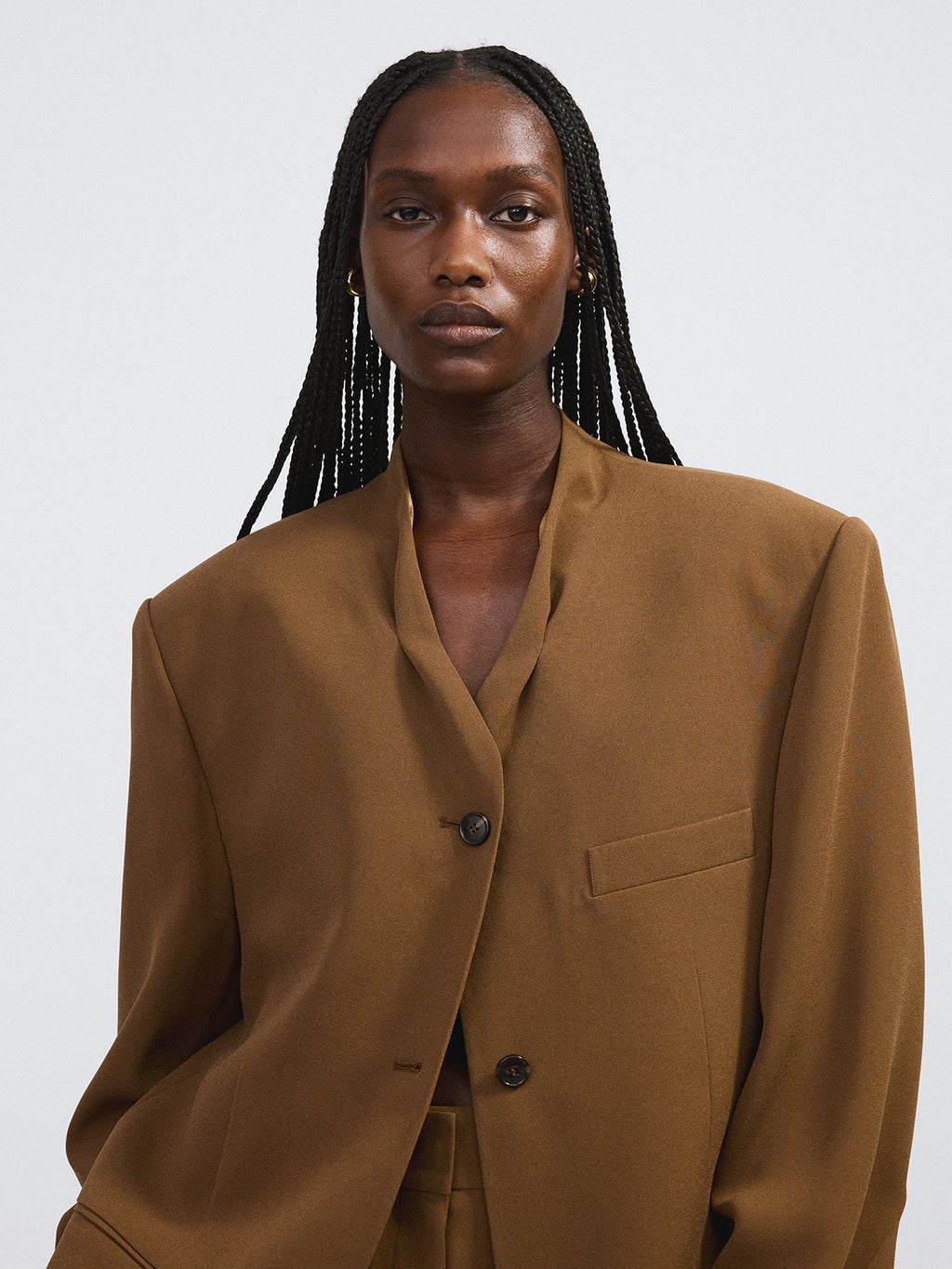 Recto - Collar Detail Fluid Suit Jacket (Ochre) product image 2 | TRAB K-Fashion Australia