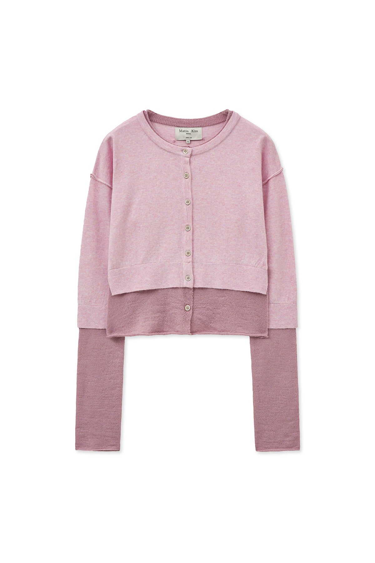 Matin Kim - Layered Texture Knit Cardigan (Lilac) product image 1 | TRAB K-Fashion Australia
