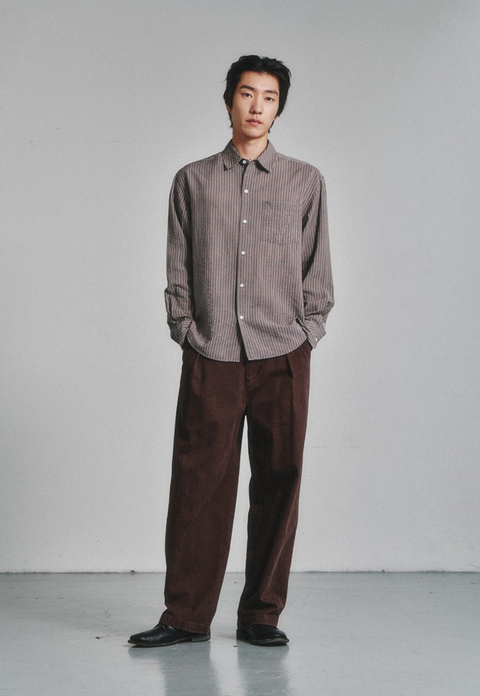 Art if acts - Wrinkle Rayon Shirt (Wood/Cream) product image 1 | TRAB K-Fashion Australia